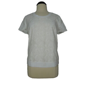 ANN TAYLOR size PL White Floral Embroidered Loose Fit Top Petites